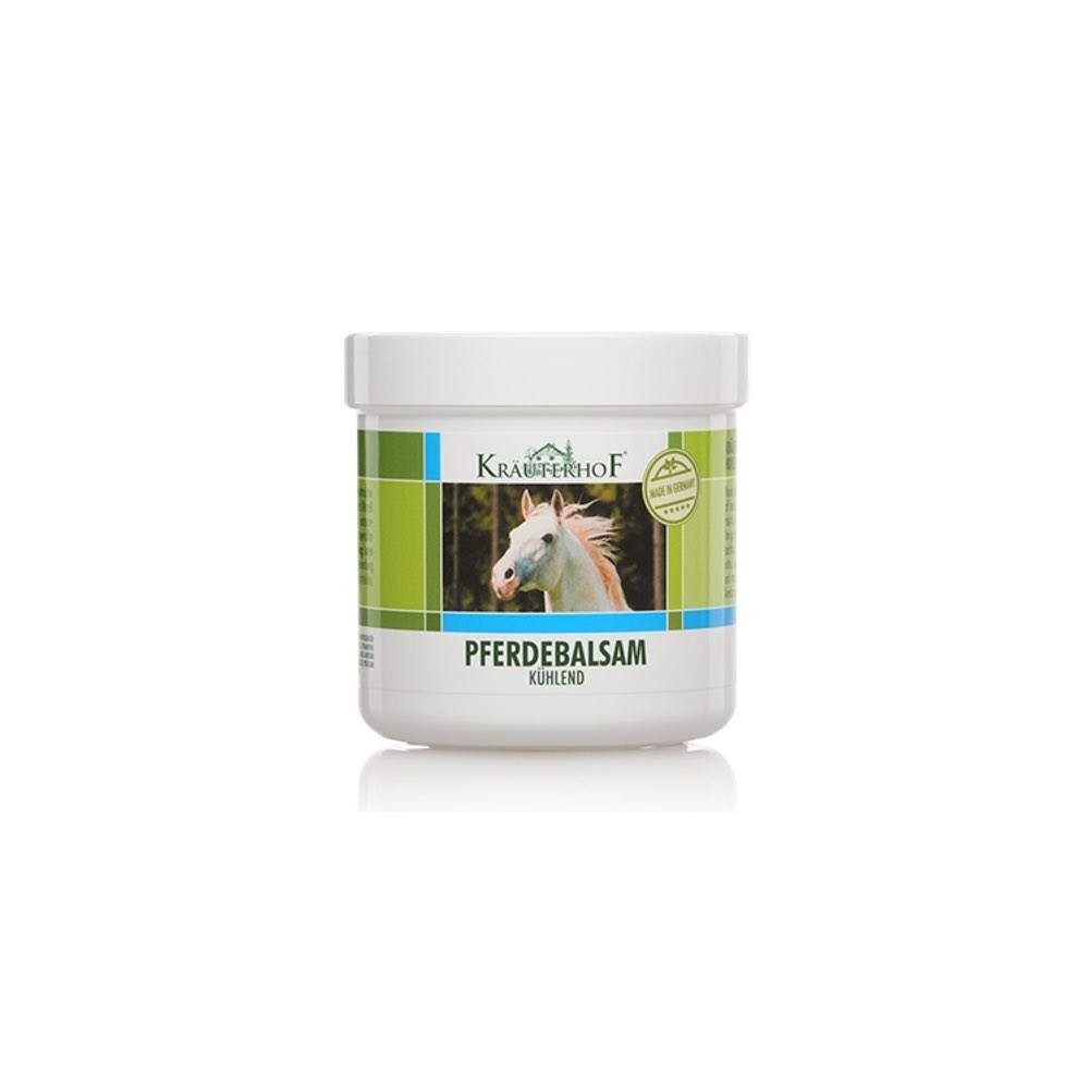 PFERDE BALSAM BÁLSAMO DO CAVALO EFEITO FRIO – 500ML – ASAM Frasco de creme Pferdebalsam com imagem de cavalo no rótulo