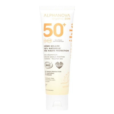 Frasco de creme solar ALPHANOVA organic SUN FPS 50+