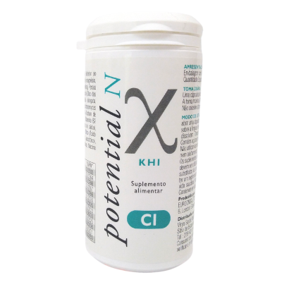Frasco branco de suplemento alimentar Potential N X KHI com tampa branca