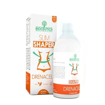 Embalagem e frasco de produto líquido Bioceutica Slim Shaper Drenacell para emagrecimento