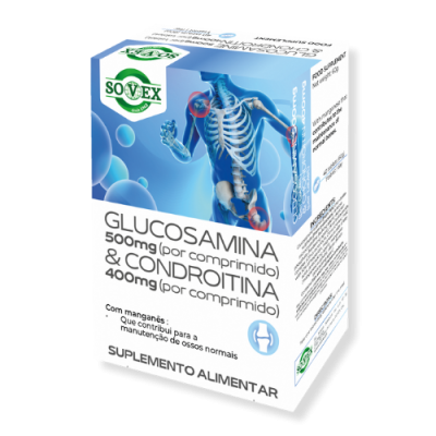 Embalagem de suplemento alimentar Glucosamina e Condroitina da SOVEX