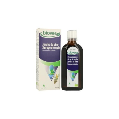 Frasco e caixa de xarope de pinho biover 250ml para tosse