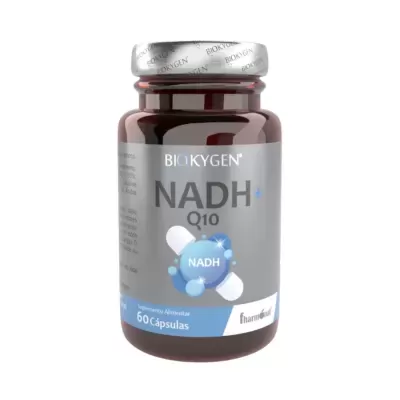 Frasco de suplemento Biokygen NADH Q10 com 60 cápsulas