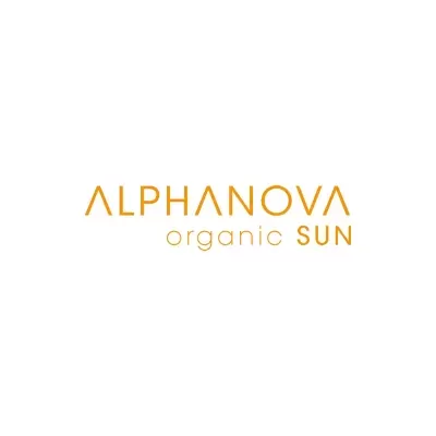 Logótipo ALPHANOVA organic SUN laranja fundo branco