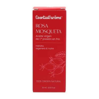 Embalagem vermelha de óleo essencial de Rosa Mosqueta da marca Esentialarôms