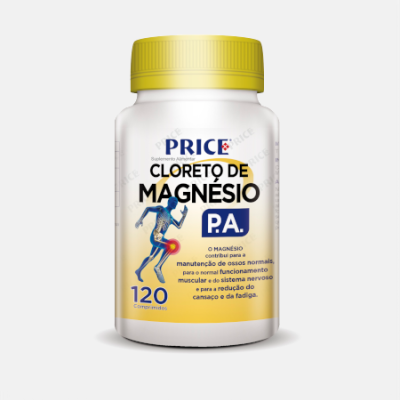 Frasco de suplemento de cloreto de magnésio com tampa amarela