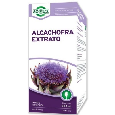 Caixa de suplemento Sovex Alcachofra Extrato com imagem de alcachofra roxa