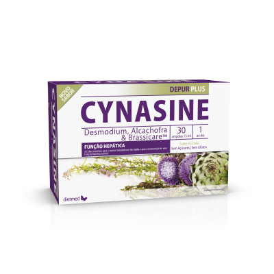 Caixa de suplemento alimentar Cynasine Depur Plus com Desmodium, Alcachofra e Brassicare, 30 ampolas