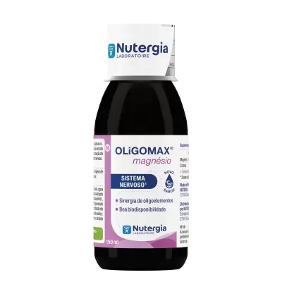Frasco de suplemento alimentar OLIGOMAX magnésio 150 ml Nutergia