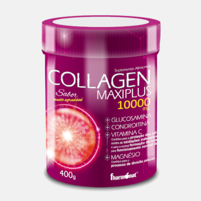 Embalagem rosa de suplemento alimentar Collagen Maxiplus 10000 mg 400g
