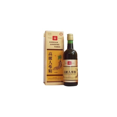 Frasco de tónico de ginseng coreano com caixa amarela