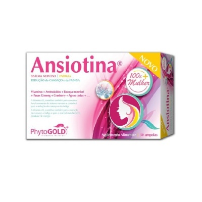 Caixa do suplemento Ansiotina para sistema nervoso e energia, 30 ampolas