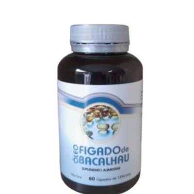 Frasco de suplemento alimentar de óleo de fígado de bacalhau