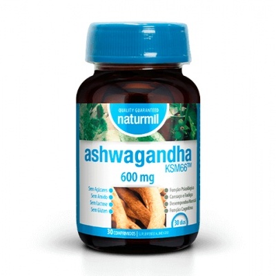 Frasco de suplemento Ashwagandha Naturmil