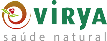 Logotipo VIRYA saúde natural com símbolo circular e folhas