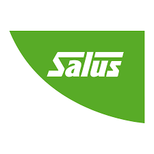 Logótipo SALUS branco sobre fundo verde
