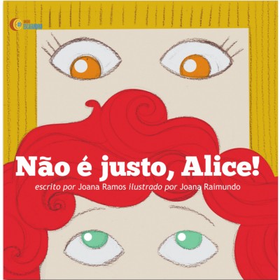 Capa de livro 'Não é justo, Alice!' com ilustração de rostos e texto branco