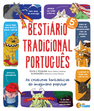 Capa de livro com ilustrações de criaturas fantásticas e texto em português