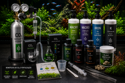 Conjunto de fertilizantes e acessórios para plantas com cilindro CO2 e medidores
