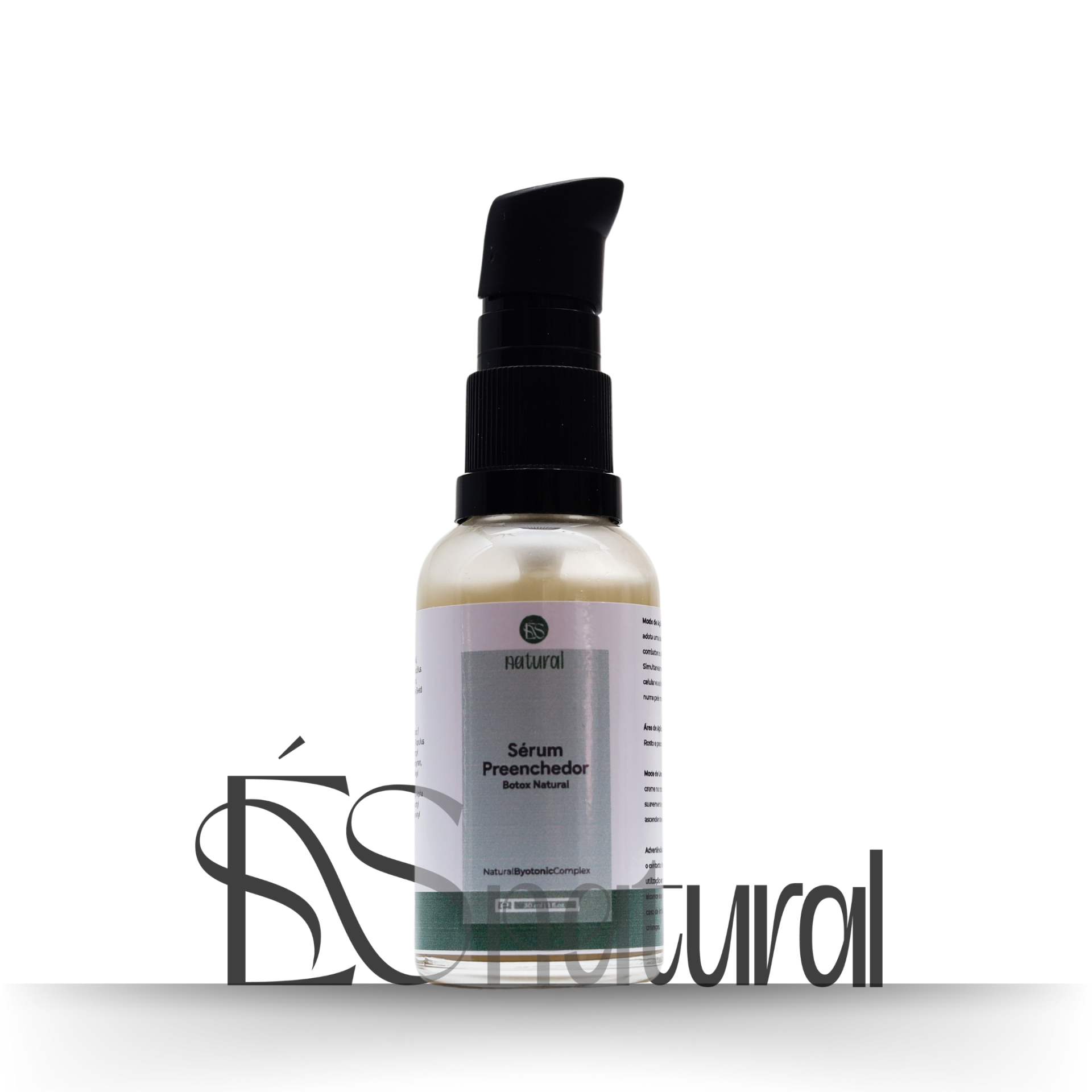 Sérum Preenchedor Frasco de sérum com texto Preto Natural Sérum Preenchedor Hialurónico