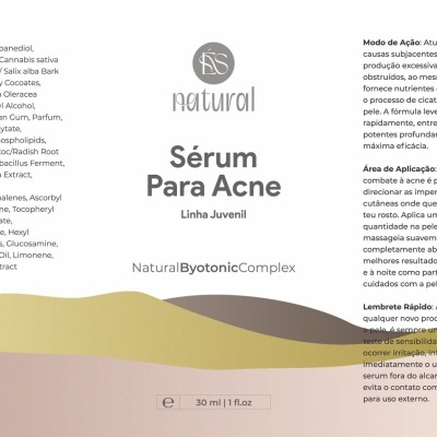 Embalagem de Sérum para Acne Natural Byotonic Complex 30 ml com texto em português