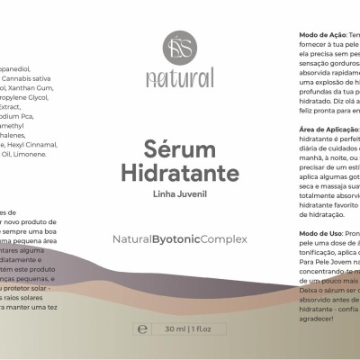 Frasco âmbar com conta-gotas e embalagem branca do Sérum Hidratante Natural Byotonic Complex