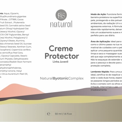 Frasco de creme protetor Natural para pele jovem, embalagem branca e bege