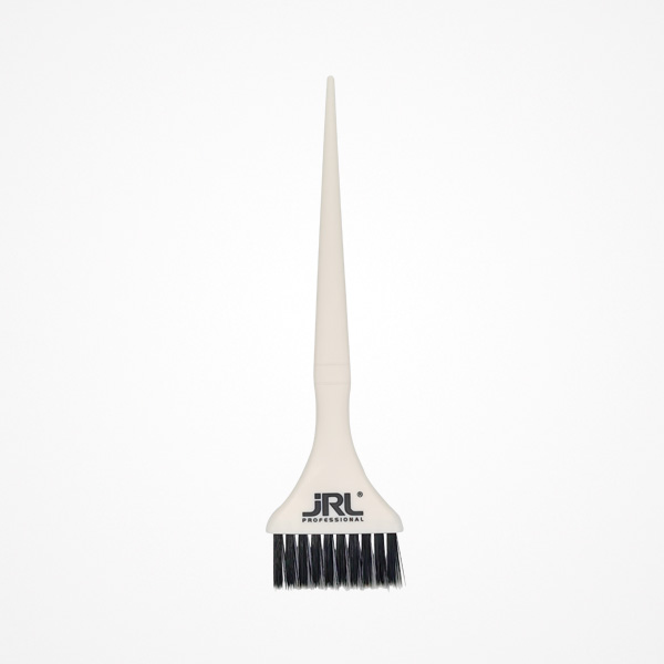 Pente de cabelo branco com cerdas pretas e texto JRL PROFESSIONAL
