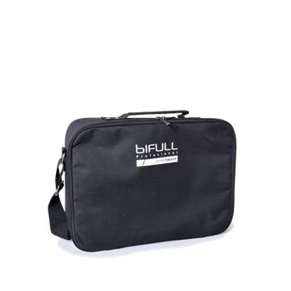 Mala preta de tecido com logótipo bifull professional