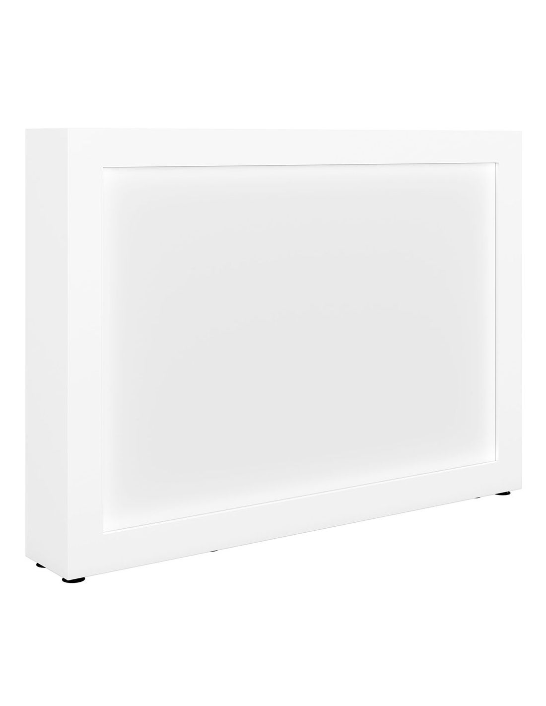 Mostrador branco retangular com base preta