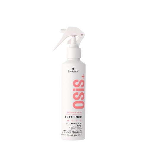 Frasco branco com pulverizador do produto OSIS+ Flatliner da Schwarzkopf Professional.