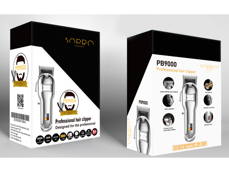Embalagem de máquina de cortar cabelo profissional SOBPRO PB9000