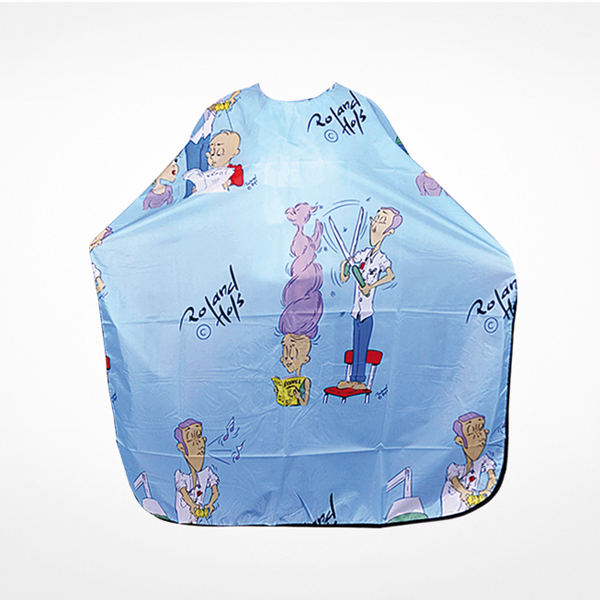 Capa de corte de cabelo azul claro com ilustrações e texto Roland © Hols