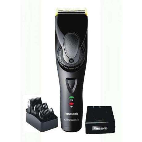 Aparato de cortar cabelo preto Panasonic com base e pentes