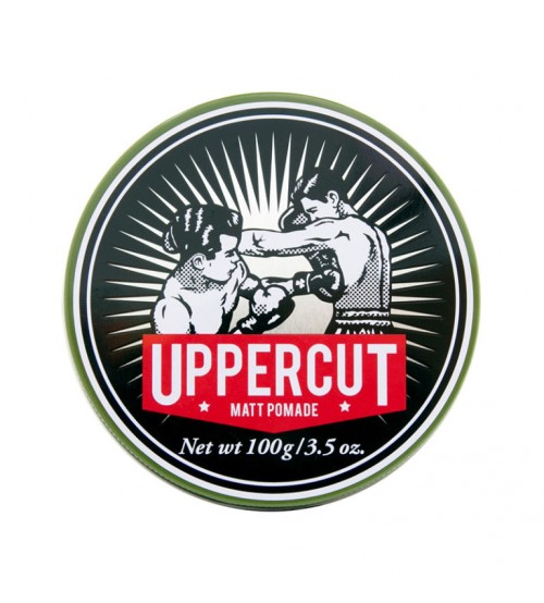 Lata redonda de pomada para cabelo Uppercut com ilustração de boxeadores