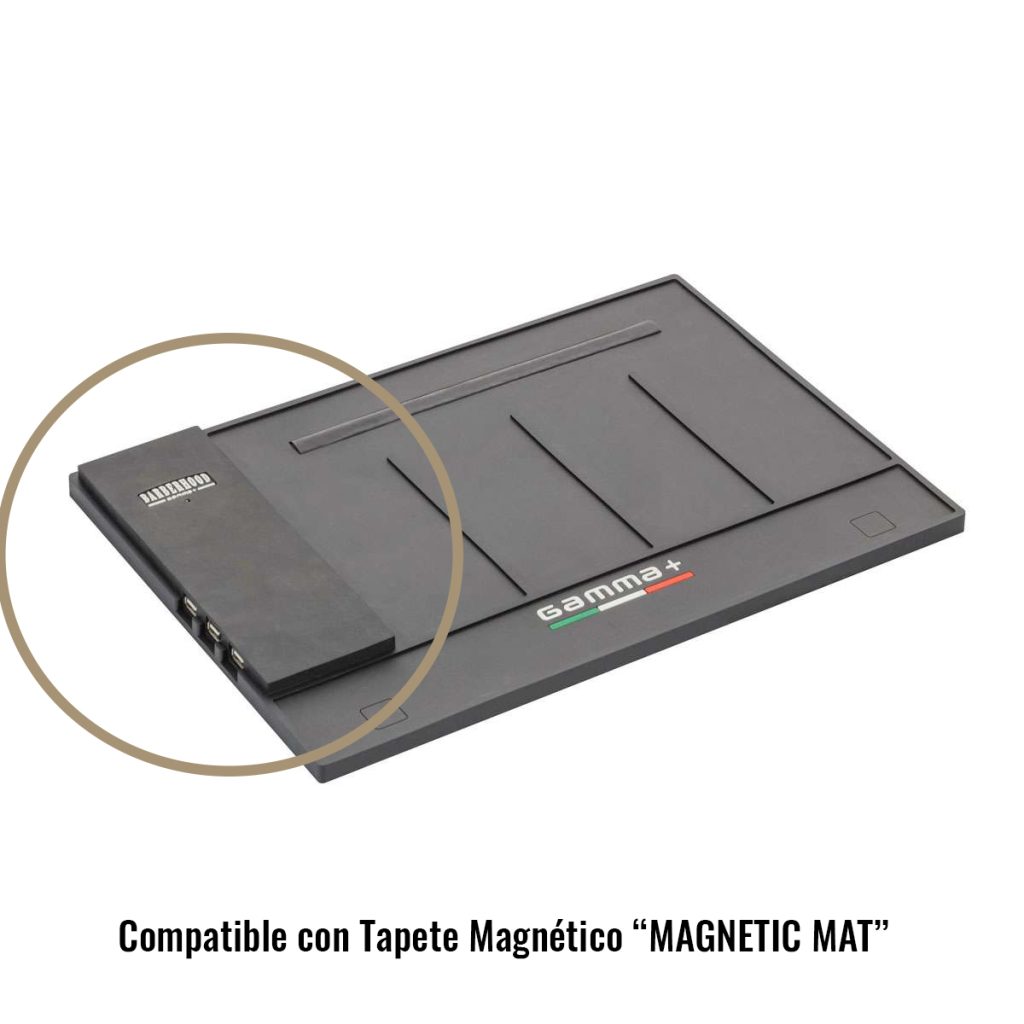 Tapete magnético preto com placa lateral e portas USB
