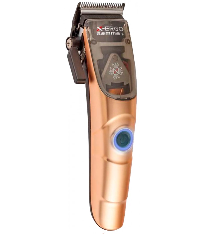 Máquina de cortar cabelo elétrica cobre com texto X-ERGO gamma+