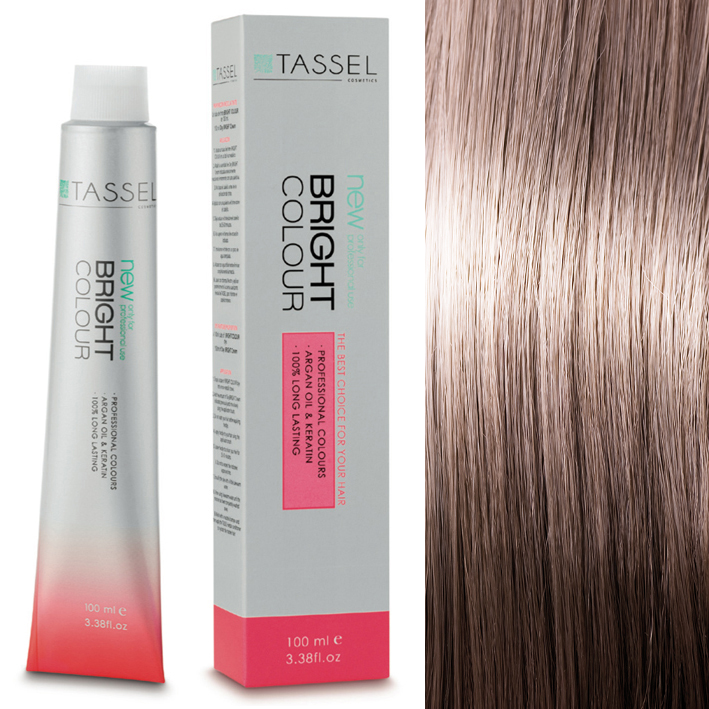 Tubo e caixa de tinta para cabelo Tassel new bright colour e cabelo castanho claro com reflexos dourados