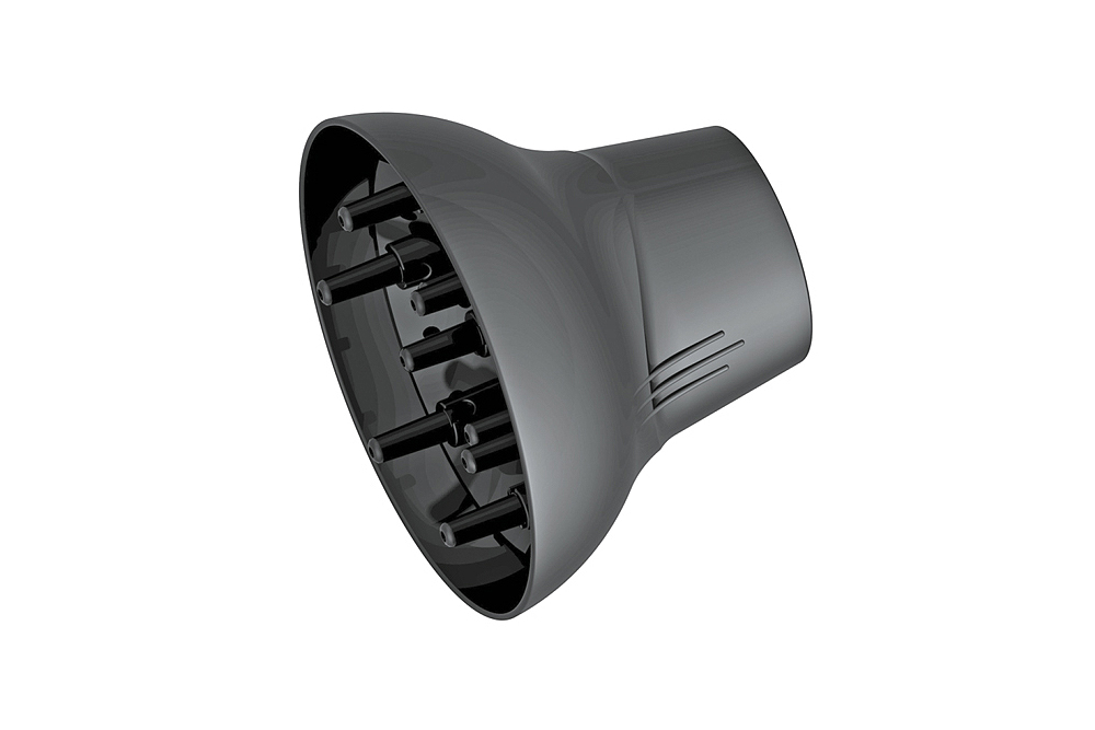 Difusor de cabelo preto em plástico cónico