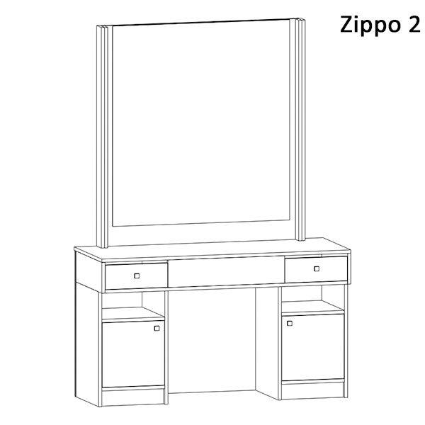 Móvel com espelho grande e dois armários Zippo 2