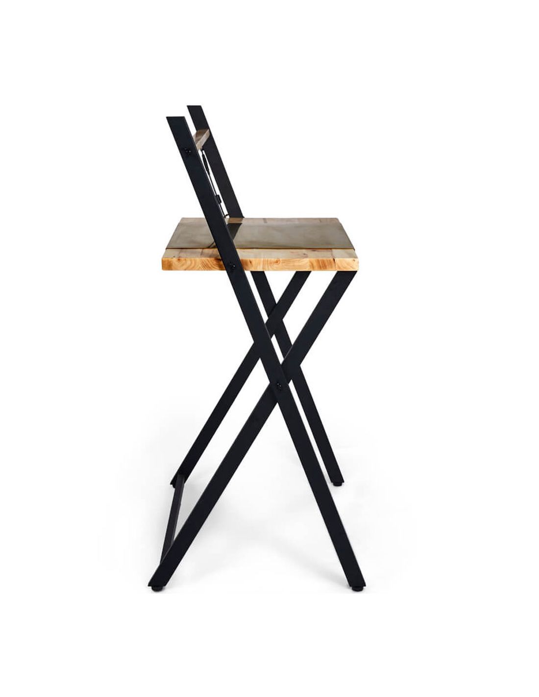 Cadeira dobrável de madeira e metal