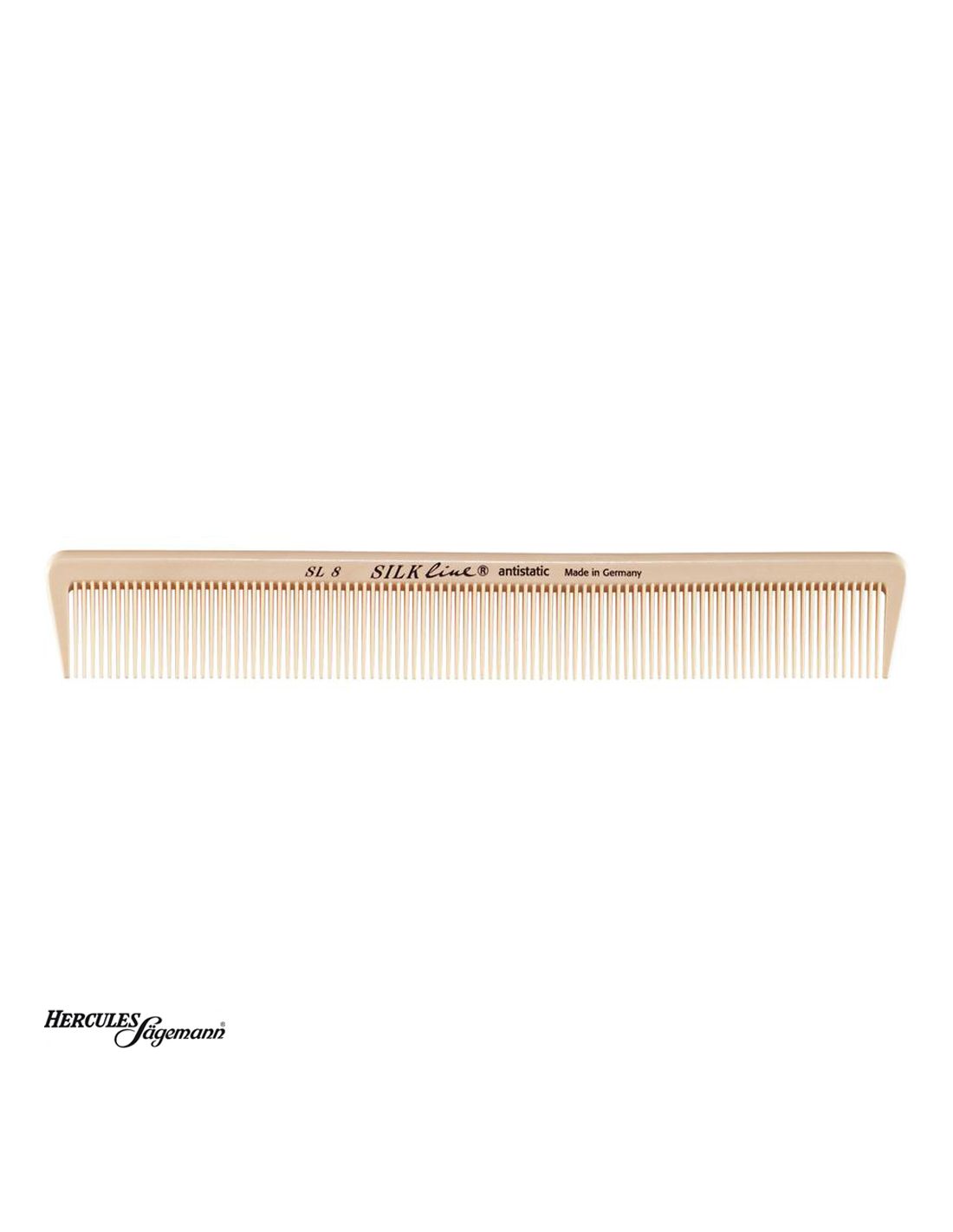 Pente de cabelo bege com texto preto e logotipo Hercules Sägemann
