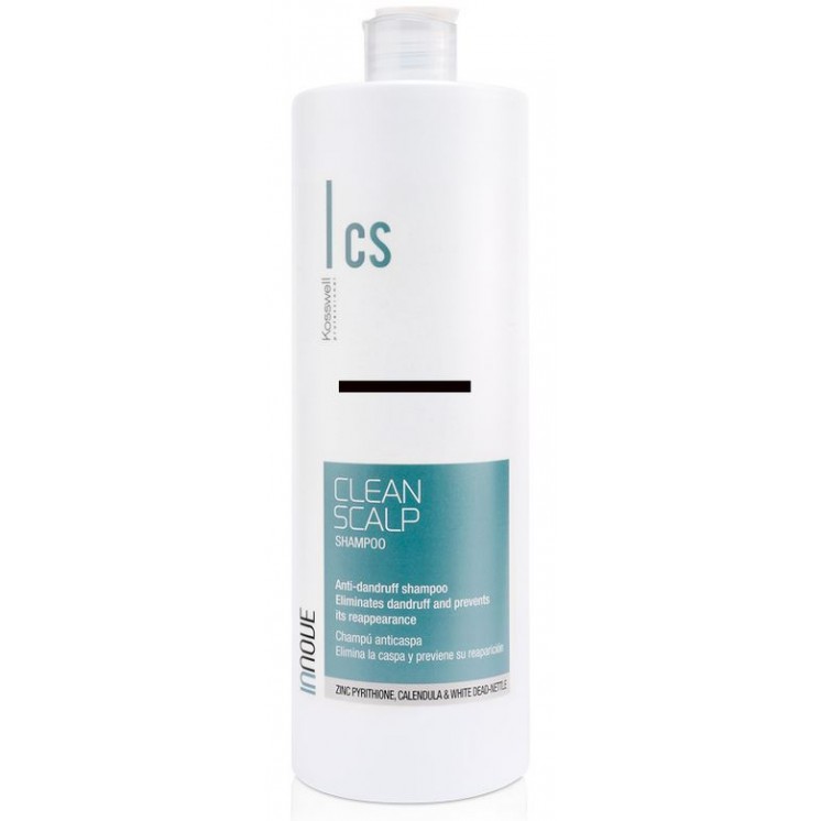 Frasco branco de shampoo Clean Scalp com tampa transparente