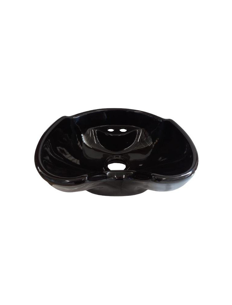 Banheira ou lavatório preto brilhante com orifícios para drenagem