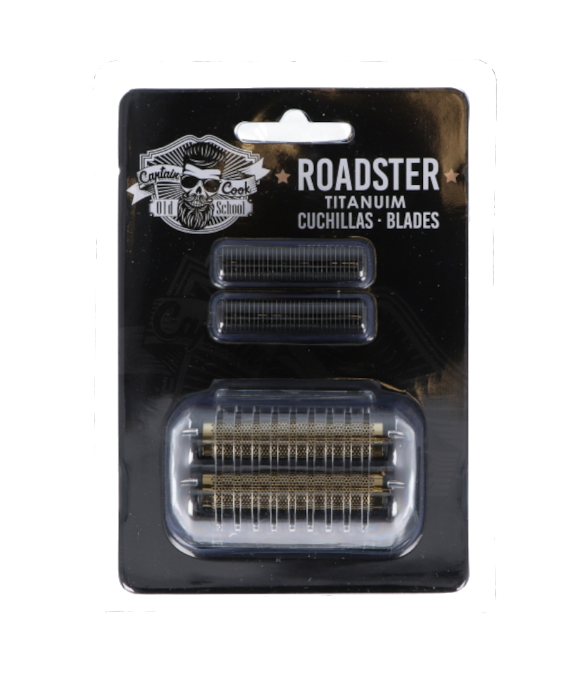 Pacote de lâminas ROADSTER titanium cuhilas blades em embalagem preta com lâminas visíveis