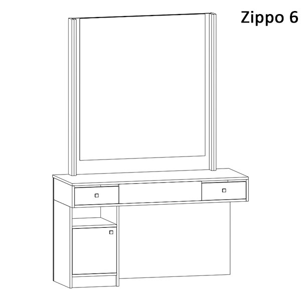 Móvel de maquilhagem Zippo 6 com espelho e gavetas