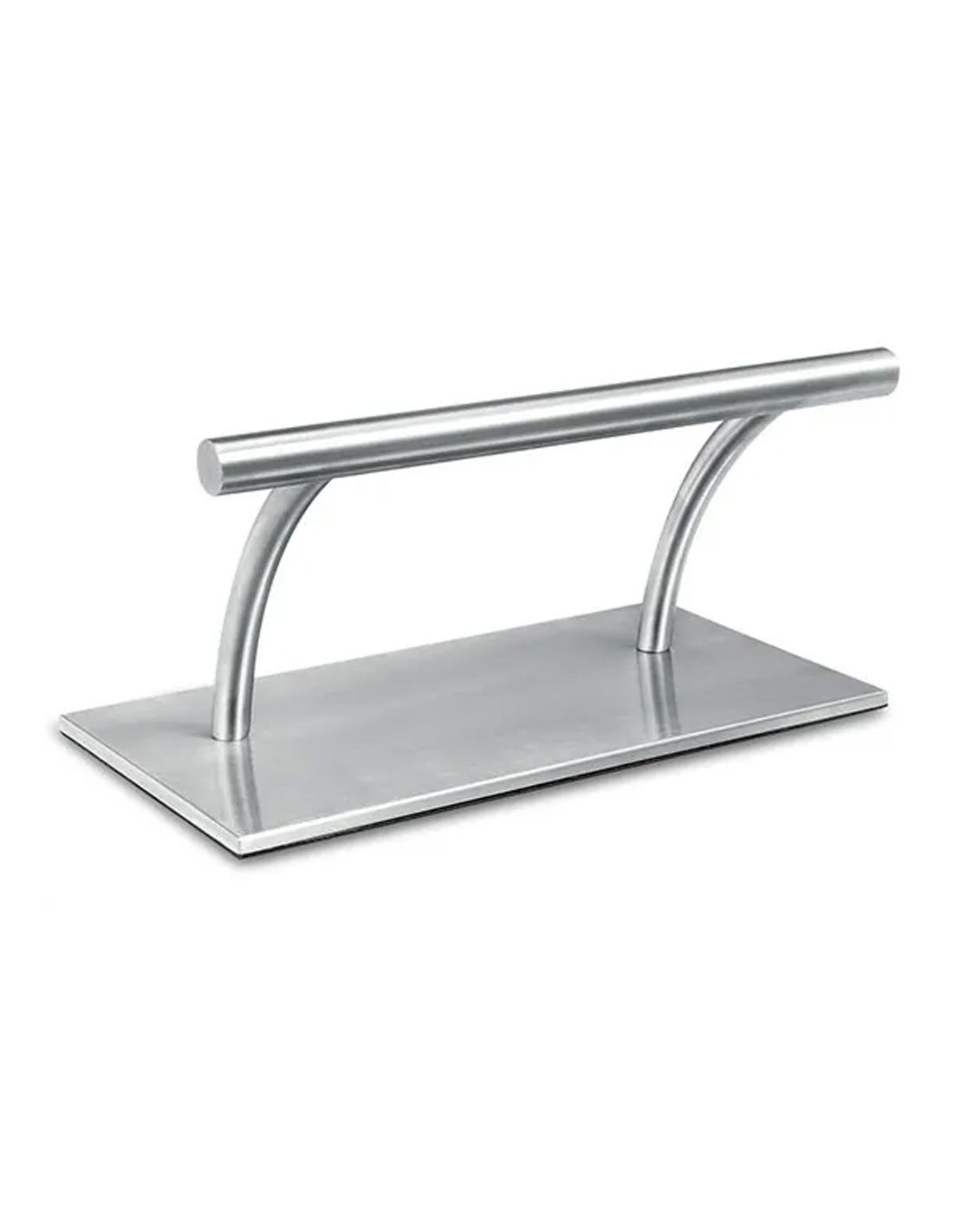 Suporte metálico retangular com barra horizontal prateada