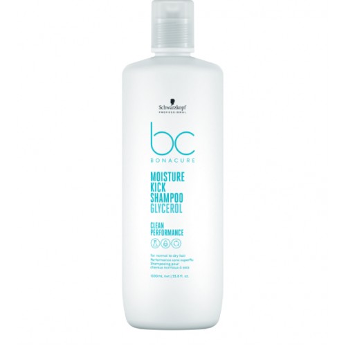 Frasco branco de shampoo Schwarzkopf BC Bonacure Moisture Kick