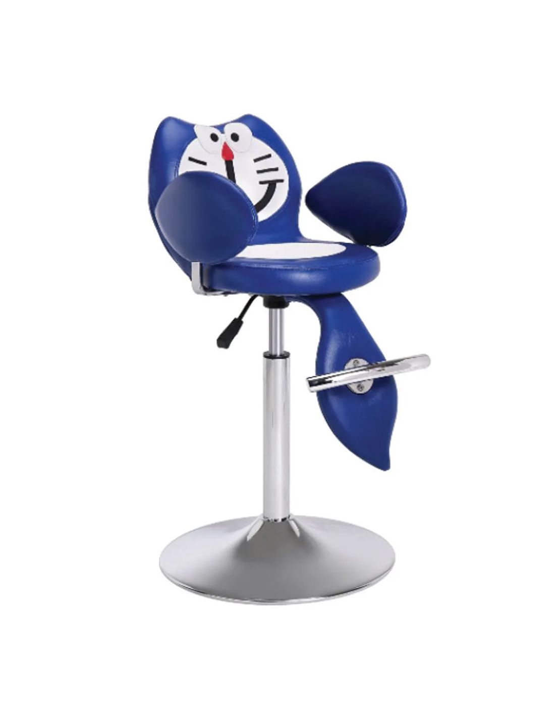 Cadeira alta azul com design de rosto de gato