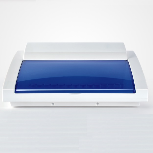 Máquina branca para laminar com tampa azul translúcida